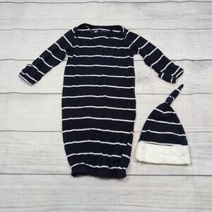 0/3m Baby Grey Striped Gown & Cap